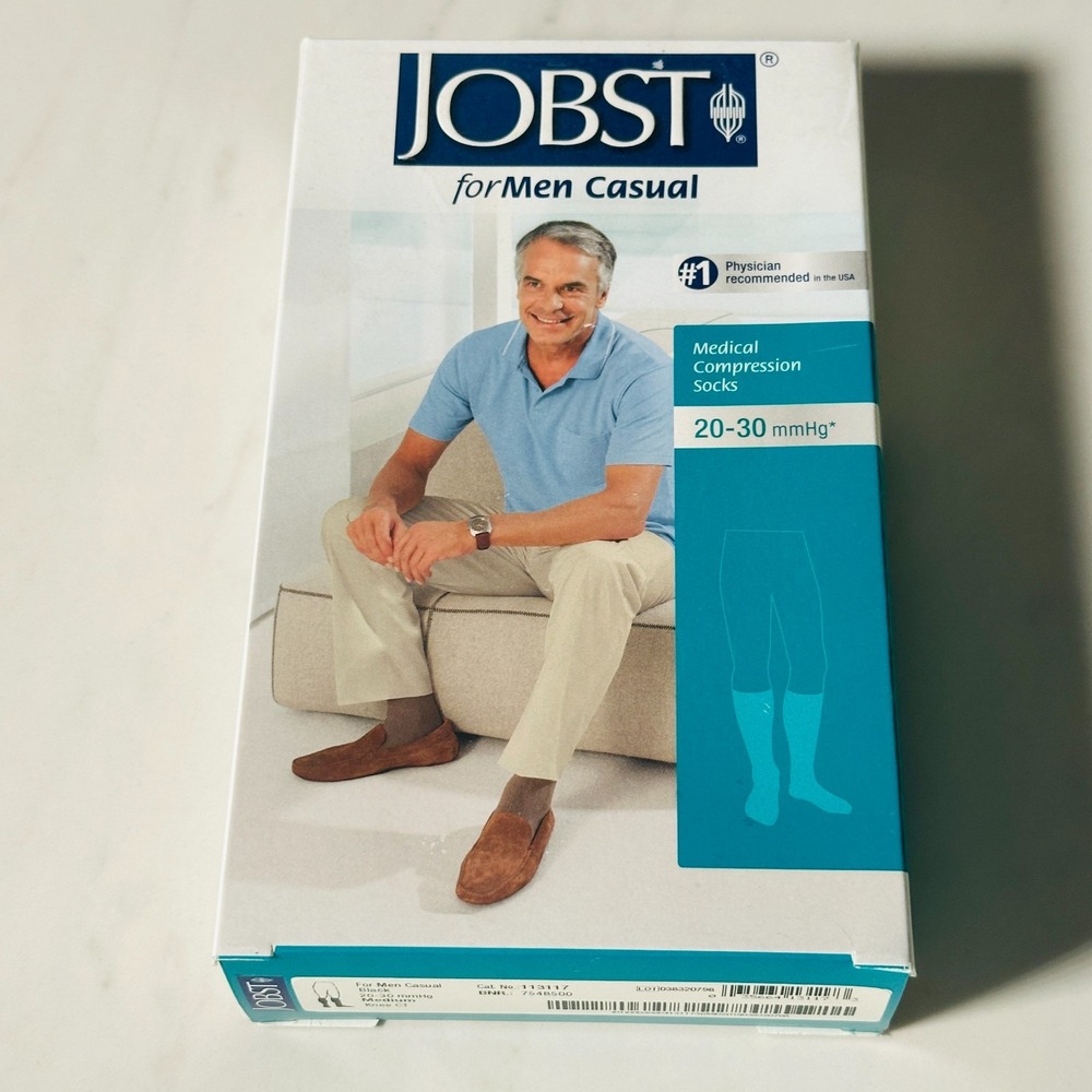 JOBST for Men Casual 20-30 mmHg Knee High Compression Socks Black Size Medium